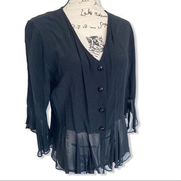 Zoe California SZ S lightweight black button blouse - Picture 1 of 5